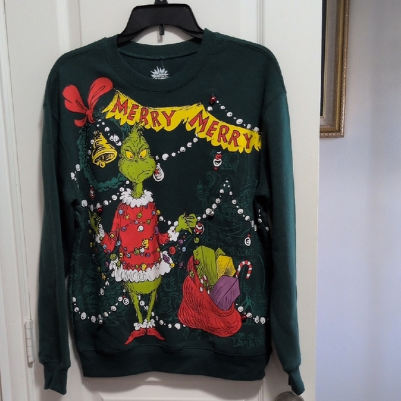 Hybrid Apparel Tops - Grinch Sweatshirt With Jingle Bells On Front